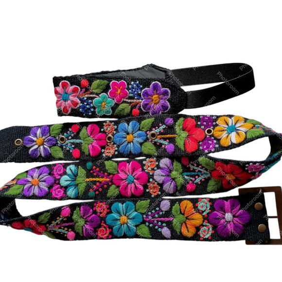 Multicolored Flower Hand Embroidered Belt Set - Picture 1 of 7